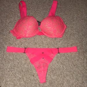 Hot pink bra and panties set